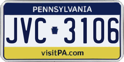 PA license plate JVC3106