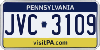 PA license plate JVC3109