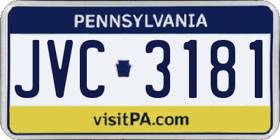 PA license plate JVC3181