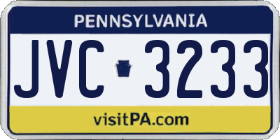PA license plate JVC3233