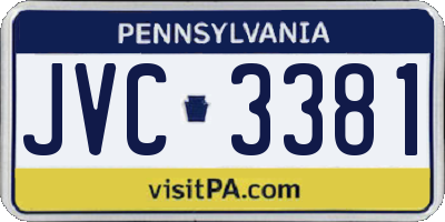 PA license plate JVC3381