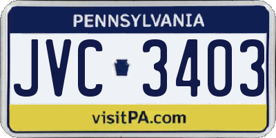 PA license plate JVC3403