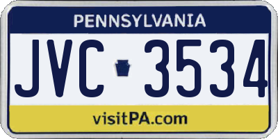 PA license plate JVC3534