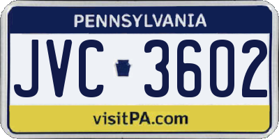 PA license plate JVC3602