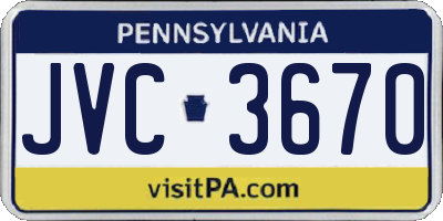 PA license plate JVC3670