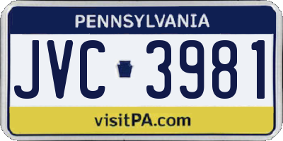 PA license plate JVC3981