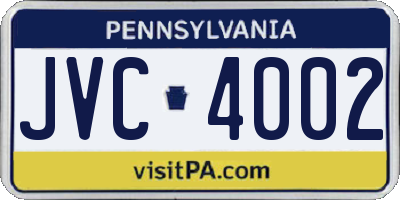 PA license plate JVC4002