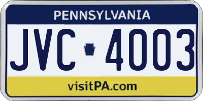 PA license plate JVC4003
