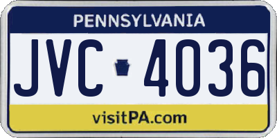 PA license plate JVC4036