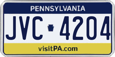 PA license plate JVC4204
