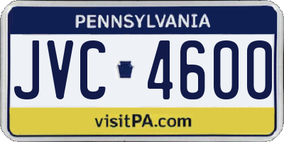 PA license plate JVC4600