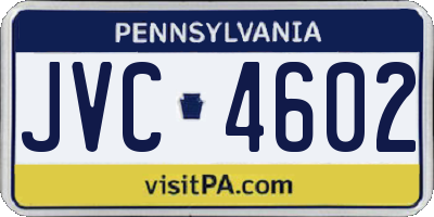 PA license plate JVC4602