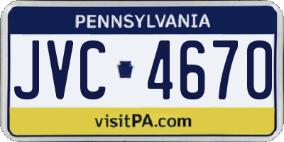 PA license plate JVC4670