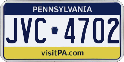 PA license plate JVC4702