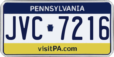 PA license plate JVC7216