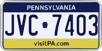 PA license plate JVC7403