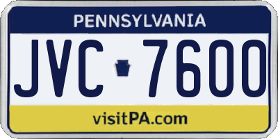 PA license plate JVC7600