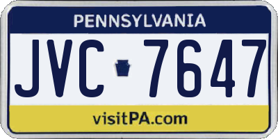 PA license plate JVC7647