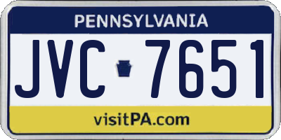 PA license plate JVC7651