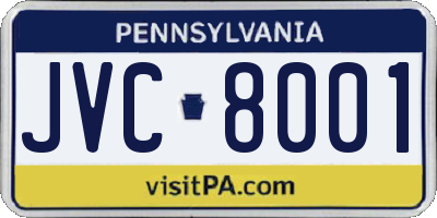 PA license plate JVC8001