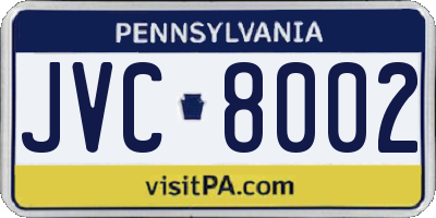 PA license plate JVC8002