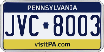 PA license plate JVC8003