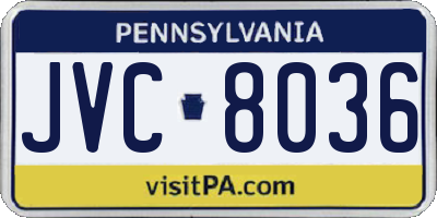 PA license plate JVC8036