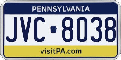 PA license plate JVC8038