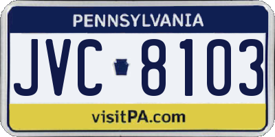 PA license plate JVC8103