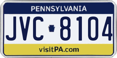 PA license plate JVC8104