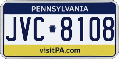 PA license plate JVC8108