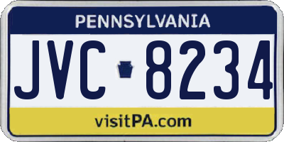 PA license plate JVC8234