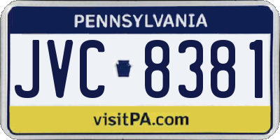 PA license plate JVC8381