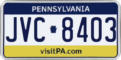 PA license plate JVC8403