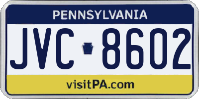 PA license plate JVC8602