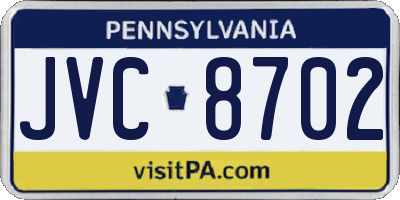 PA license plate JVC8702