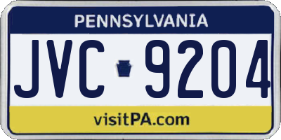 PA license plate JVC9204