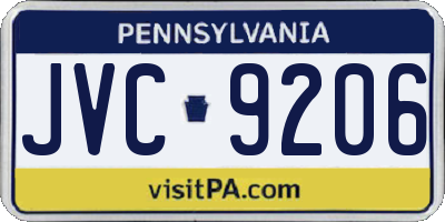 PA license plate JVC9206