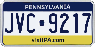 PA license plate JVC9217