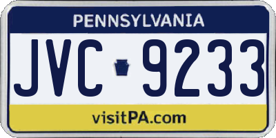 PA license plate JVC9233