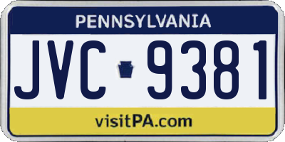 PA license plate JVC9381
