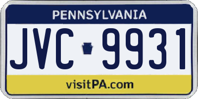 PA license plate JVC9931