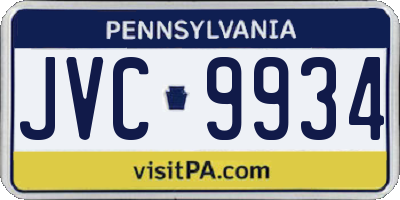 PA license plate JVC9934