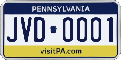 PA license plate JVD0001