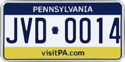 PA license plate JVD0014
