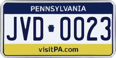 PA license plate JVD0023
