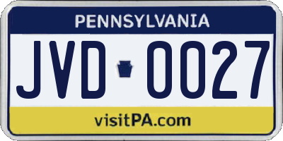 PA license plate JVD0027