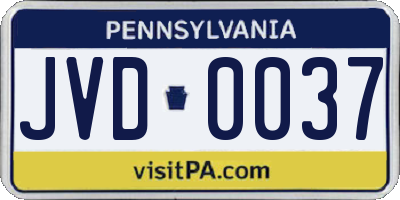 PA license plate JVD0037