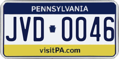 PA license plate JVD0046