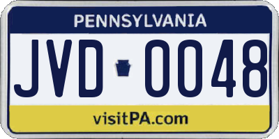 PA license plate JVD0048